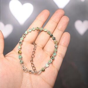 African Turquoise Jasper Heart Bracelet | Labradorite Accents | Adjustable
